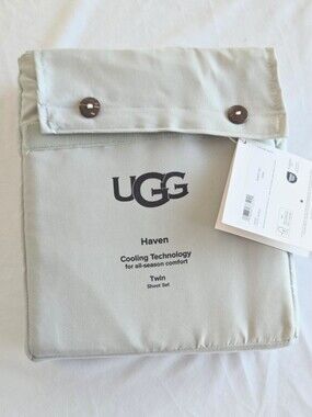 UGG HAVEN Twin Sheet Set Cooling Technology Color: Mineral Grey Green